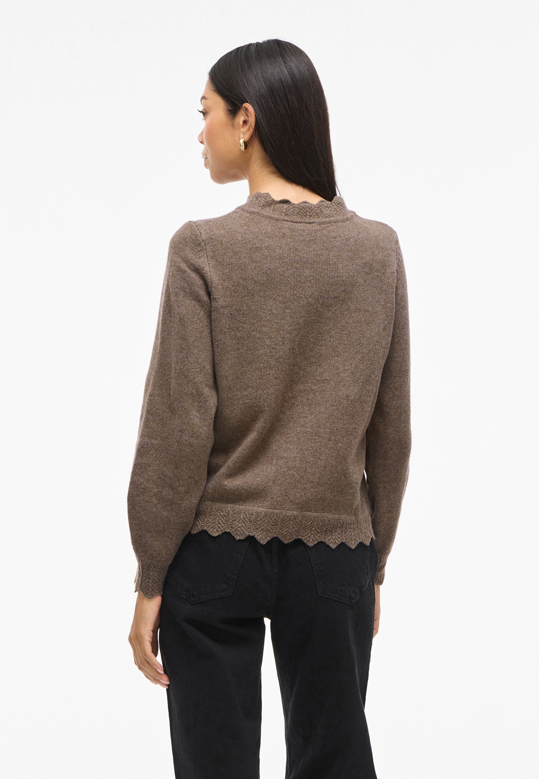 VILA VINIKOLINA O-NECK L/S KNIT TOP - NOOS