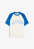 Bershka PRINTED RAGLAN T-SHIRT - Print T-shirt - dark blue