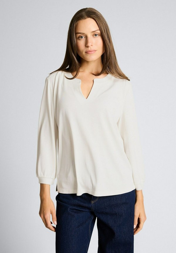TOM TAILOR MIT RAFFUNGEN - Long sleeved top - whisper white