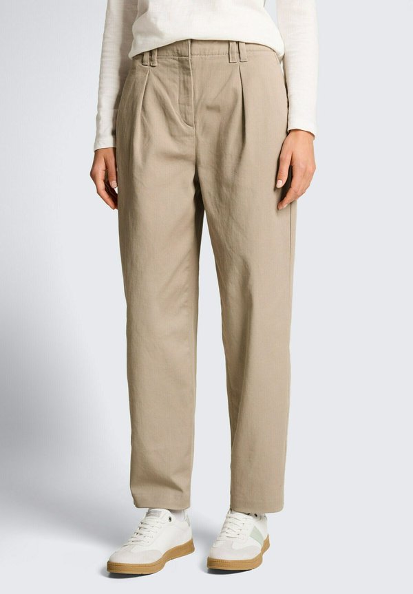 TOM TAILOR CROPPED BARREL  - Trousers - soft taupe grey