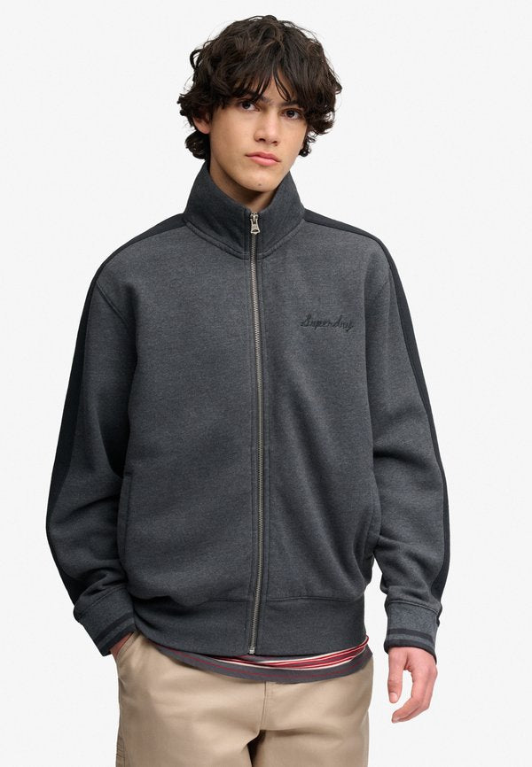 Superdry & Co SUPERDRY SATIN APPLIQUE TRACK TOP.. - Zip-up sweatshirt - charcoal marl