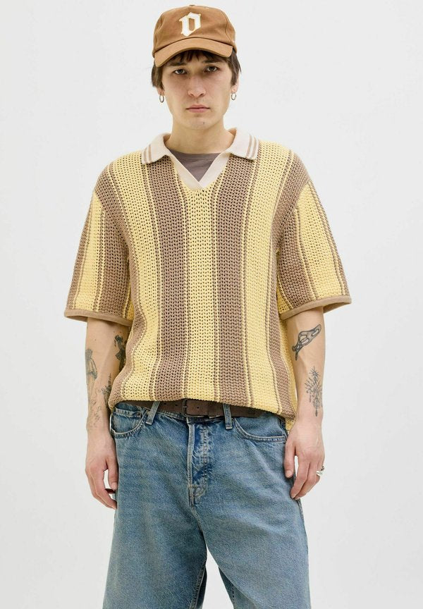Jack & Jones Knitted Striped Knitted - Polo shirt - crockery