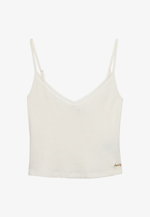Superdry & Co ATHLETIC ESSENTIALS V NECK - Top - desert bone off white
