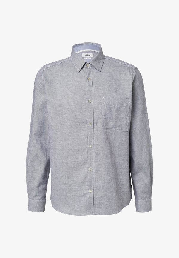 s.Oliver REGULAR FIT: GEMUSTERTES LANGARM MIT BRUSTTASCHE - Shirt - navy