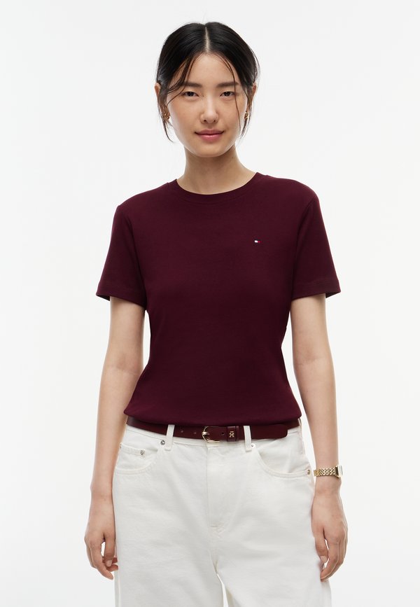 Tommy Hilfiger SLIM FIT - Print T-shirt - deep burgundy