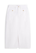 GOLD-TONE BUTTON WHITE DENIM MIDI SKIRT Media 1