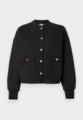 Tommy Hilfiger GOLD-TONE BUTTON INTERLOCK KNIT RELAXED CARDIGAN - Bomber Jacket - black