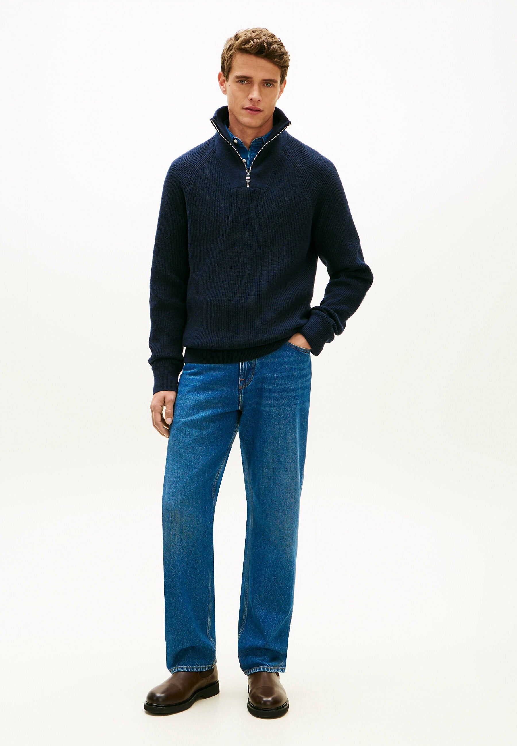 FISHERMAN RIB-KNIT RELAXED JUMPER WITH WOOL Media 2