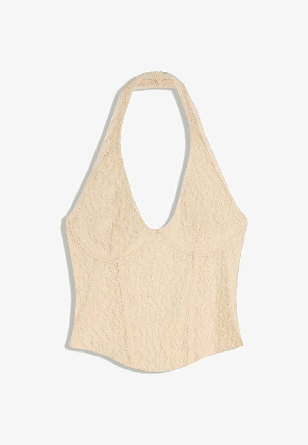 Bershka HALTER WITH LACE - CORSET TOP - Blouse - beige