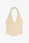 Bershka HALTER WITH LACE - CORSET TOP - Blouse - beige