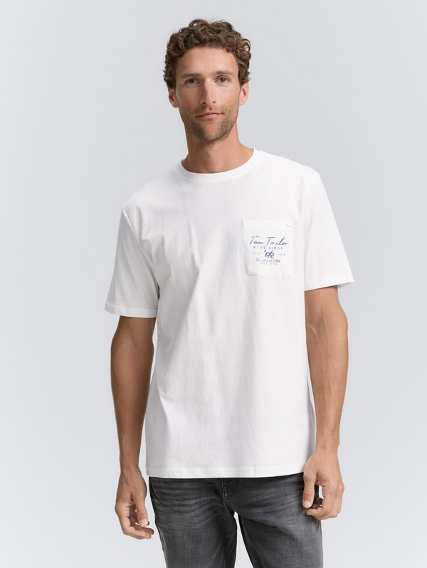 TOM TAILOR KURZARM - Print T-shirt - weiß