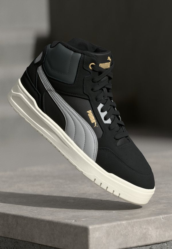 Puma SHUFFLE DOWNTOWN MID WTR UNISEX - High-top trainers - black/gray echo/gold-coloured