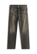 Graue Jeans mit geradem Bein, klassischem Fünf-Taschen-Design und Metallknopfverschluss, mit dezenten Verwaschungen und Tommy Hilfiger Markenlogo.