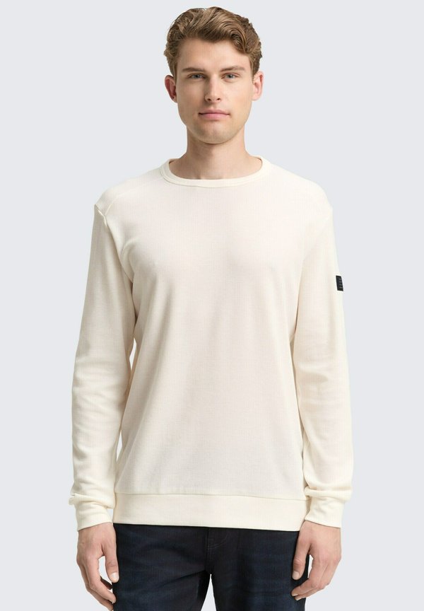 TOM TAILOR MIT WAFFELSTRUKTUR - Sweatshirt - gardenia white