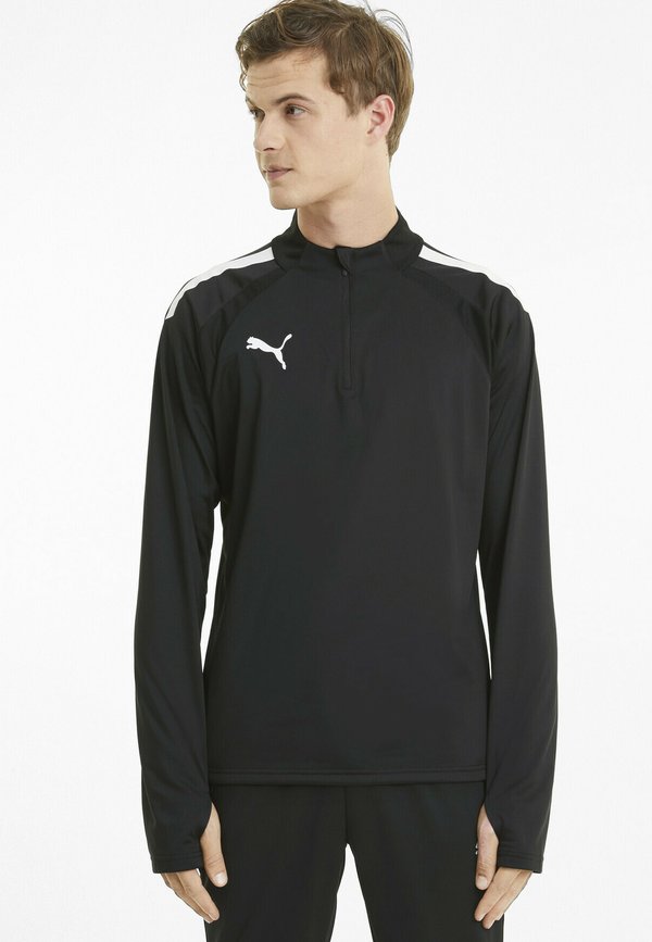 Puma TEAMLIGA ZIP - Long sleeved top - black-white