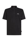 Schwarz Polo-Shirt aus weichem Stoff, mit einem Zwei-Knopf-Verschluss, kurzen Ärmeln und einem kleinen weißen O'Neill-Logo auf der Brust.