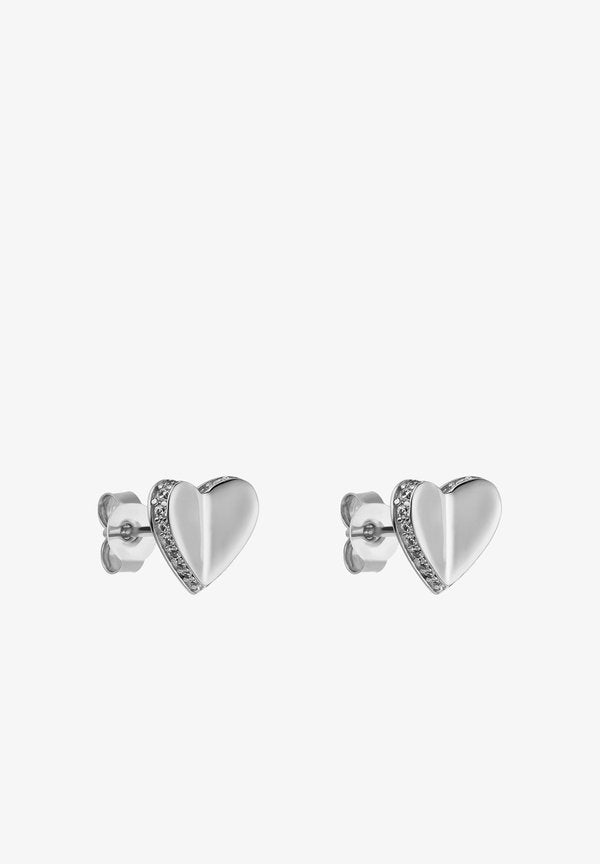 s.Oliver FOLDED HEART - Earrings - silber-coloured