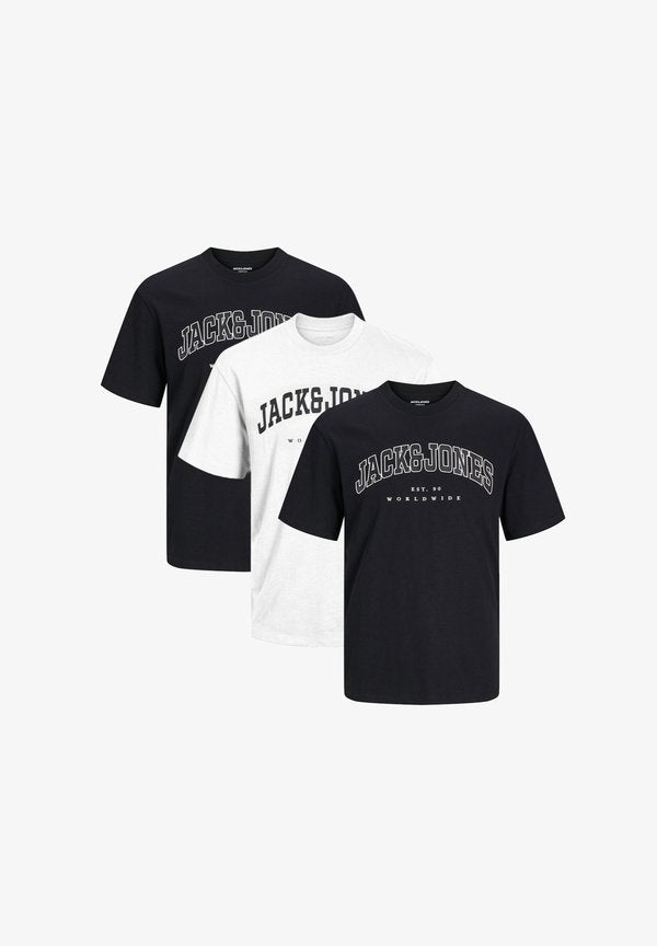 Jack & Jones 3 PACK - Print T-shirt - schwarz weiß
