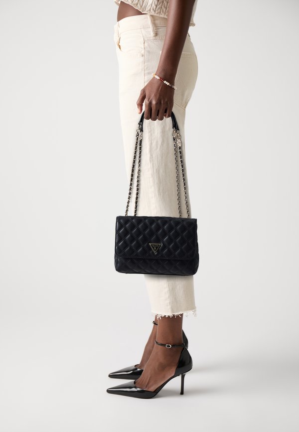 Guess GIULLY II 2 COMP CNVRTBLE FLAP - Cross body bag - black