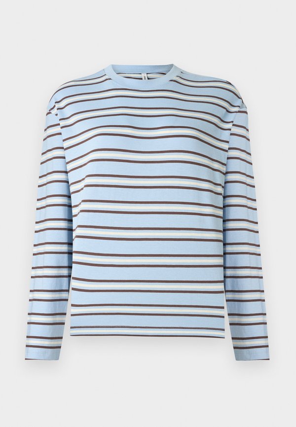 ONLY ONLMAY LIFE STRIPE - Long sleeved top - soft chambray/chocolate martini/birch