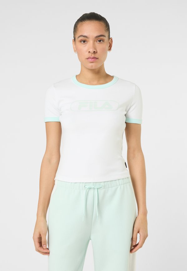 Fila CERCINA SLIM LOGO RINGER TEE - Print T-shirt - bright white-soothing sea