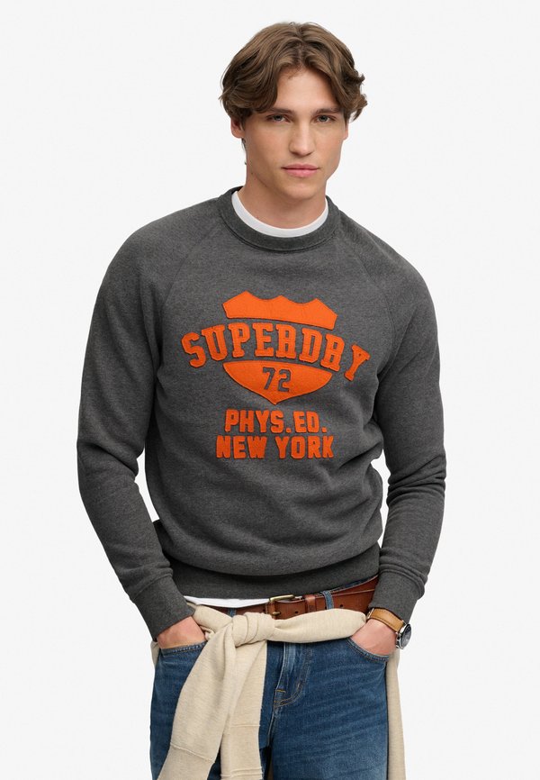 Superdry & Co SUPERDRY ATHLETIC FELT APPLIQUE CREW NECK SWEATSHIRT.. - Sweatshirt - light charcoal marl