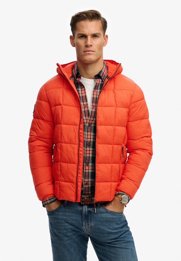 Superdry & Co HOODED BOX QUILT FUJI LITE  - Winter jacket - peak orange