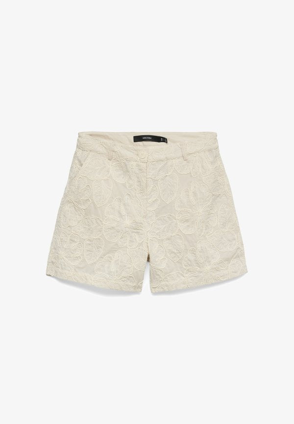 Vero Moda VMMILLIA HW EMBROIDERY SHORTS - Shorts - oatmeal