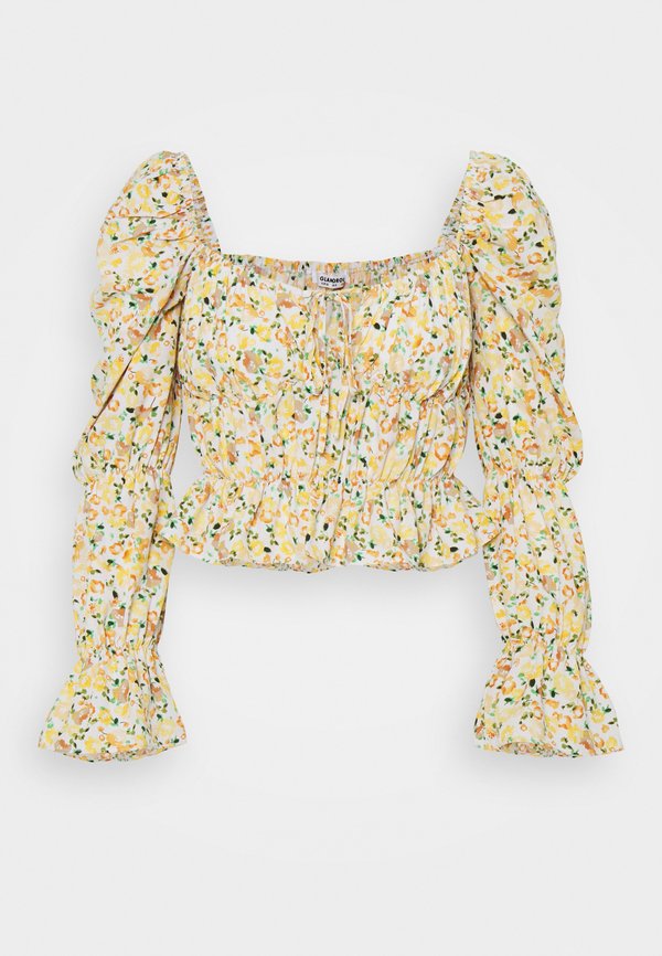 Glamorous RUCHED WITH LOW NECKLINE FRONT TIE DETAIL AND DOUBLE PUFF SLEE