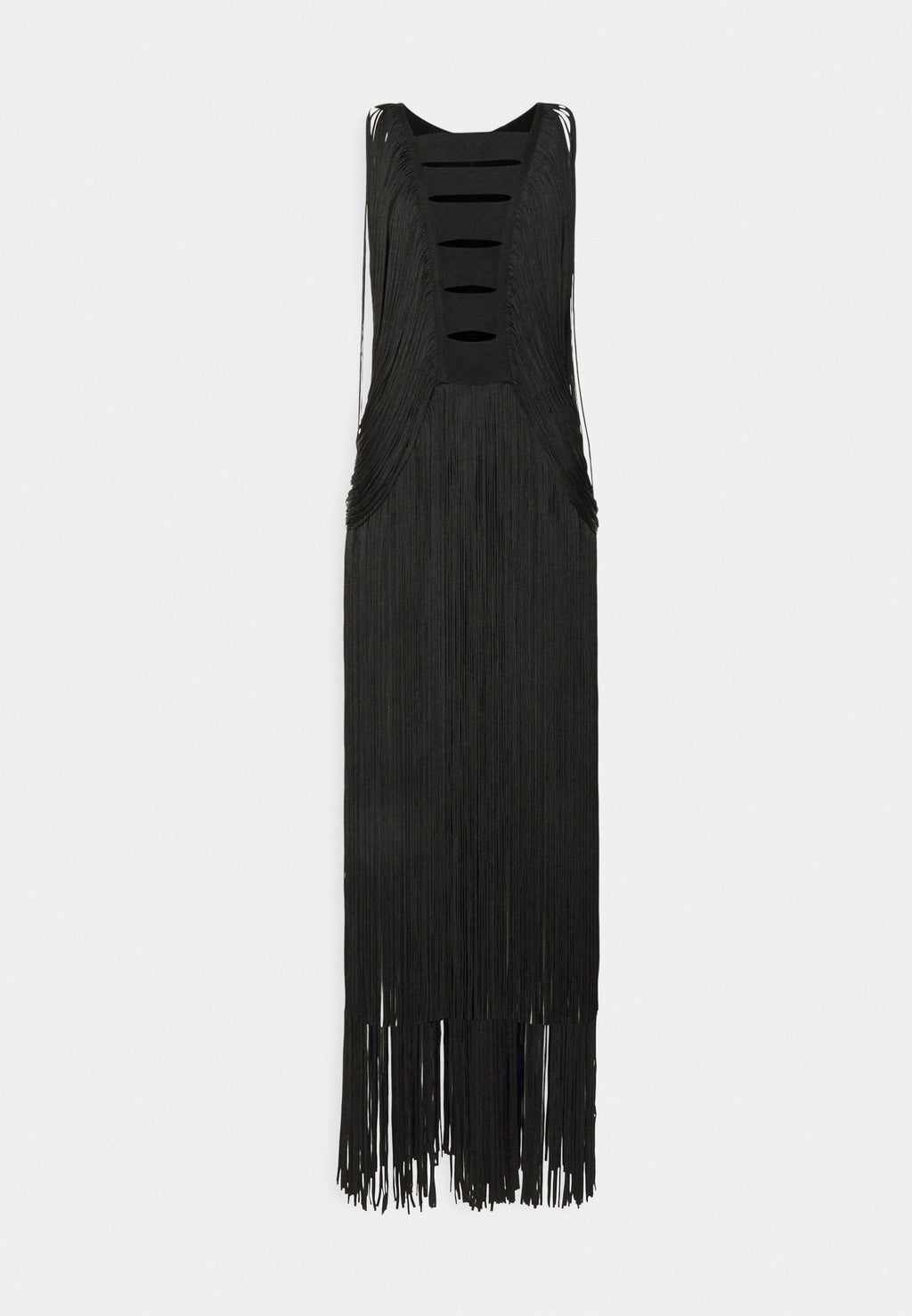 Hervé Léger DRAPED FRINGE PLUNGING GOWN