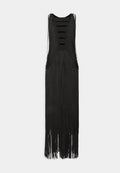 Hervé Léger DRAPED FRINGE PLUNGING GOWN