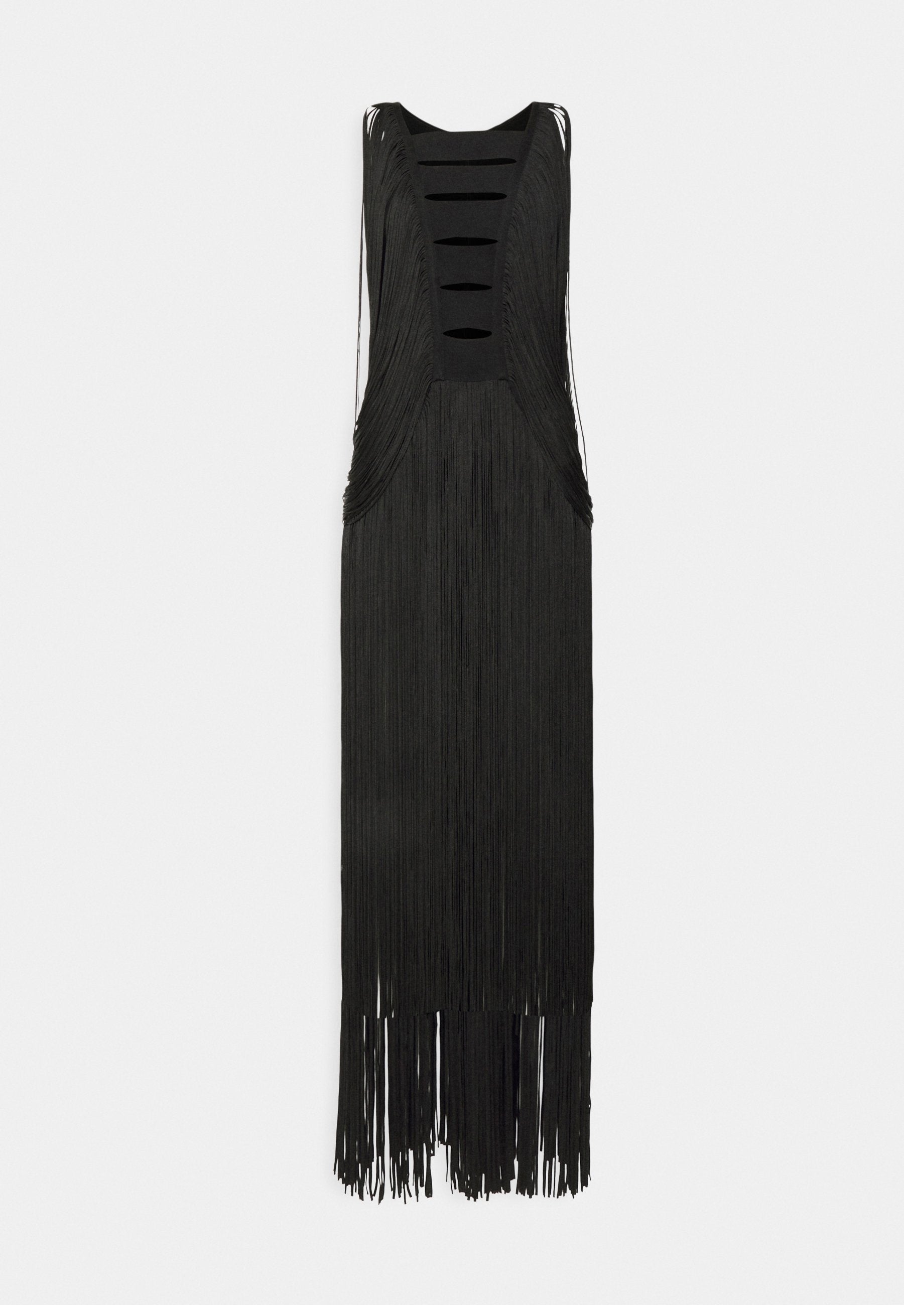 Hervé Léger DRAPED FRINGE PLUNGING GOWN