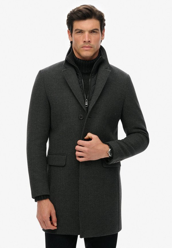 Superdry & Co Classic coat - dark grey herringbone
