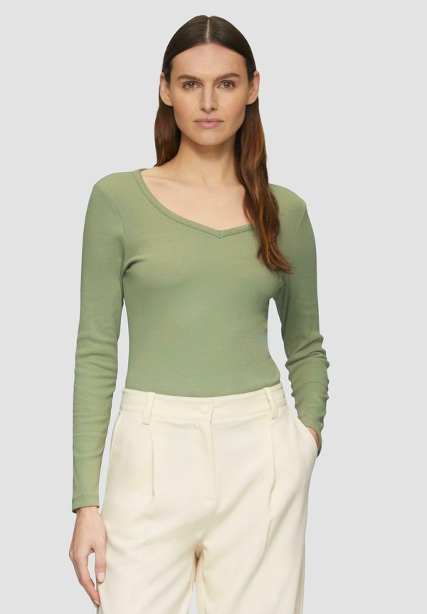s.Oliver FEINES STRUKTUR - Long sleeved top - olivgrün