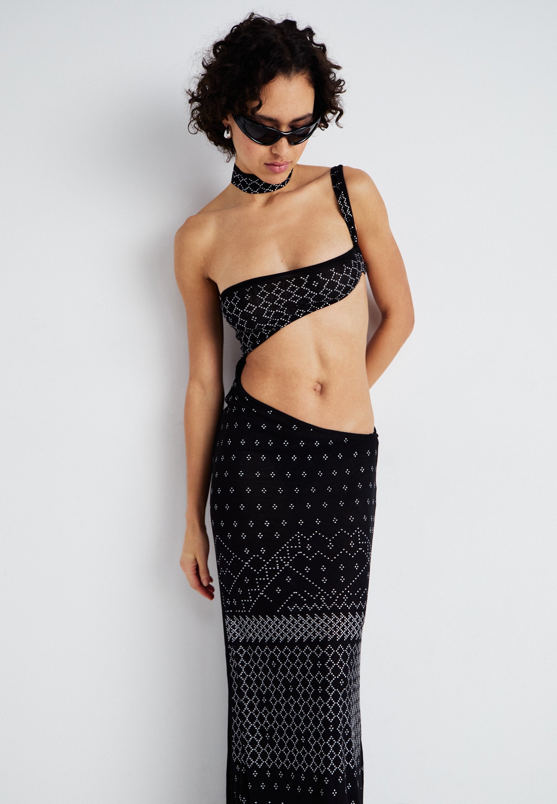 Jaded London ASYMMETRIC TIE KNOT MAXI DRESS
