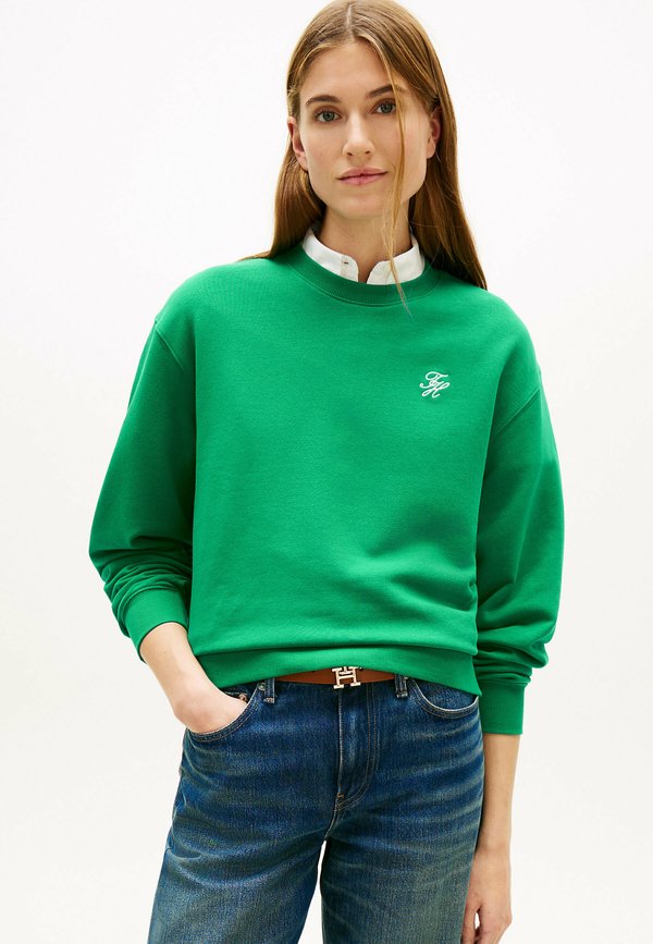 Tommy Hilfiger LOGO EMBROIDERY CREW NECK SWEATSHIRT - Sweatshirt - courtside green