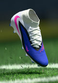 Nike Performance PHANTOM 6 HIGH ACADEMY FG/MG UNISEX - Football boots artificial grass - racer blue/pink blast/white