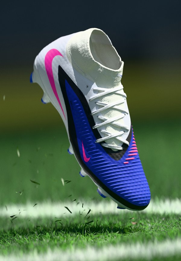 Nike Performance PHANTOM 6 HIGH ACADEMY FG/MG UNISEX - Football boots artificial grass - racer blue/pink blast/white