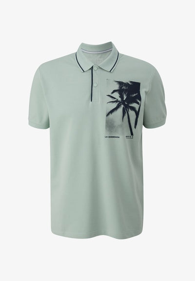 s.Oliver FRONTPRINT - Polo shirt - ozeangrün