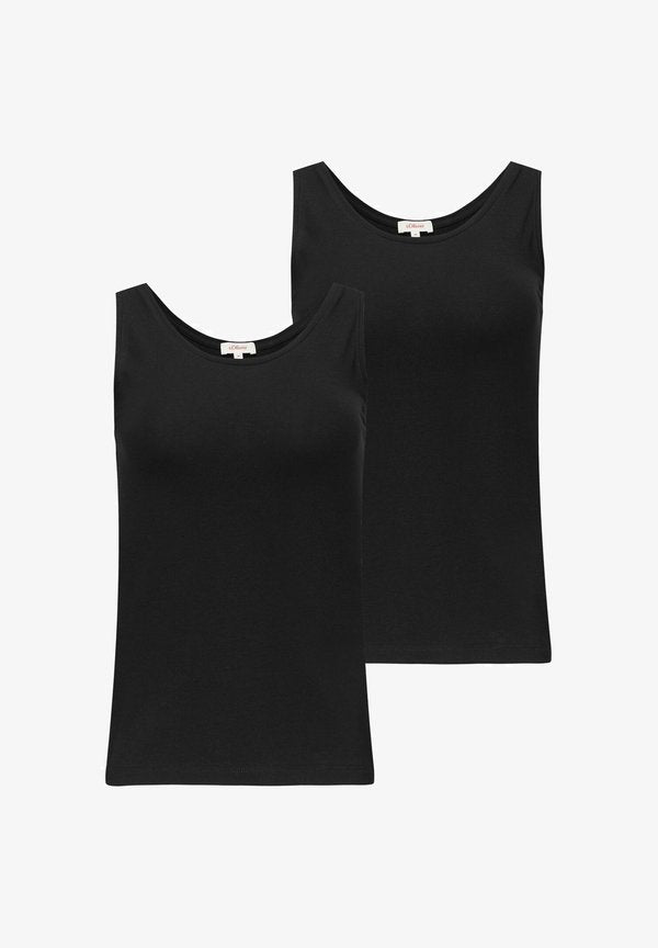 s.Oliver DAMEN TOP BREITE TRÄGER RUNDER AUSSCHNITT BASIC 2ER PACK - Top - schwarz