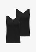 s.Oliver DAMEN TOP BREITE TRÄGER RUNDER AUSSCHNITT BASIC 2ER PACK - Top - schwarz