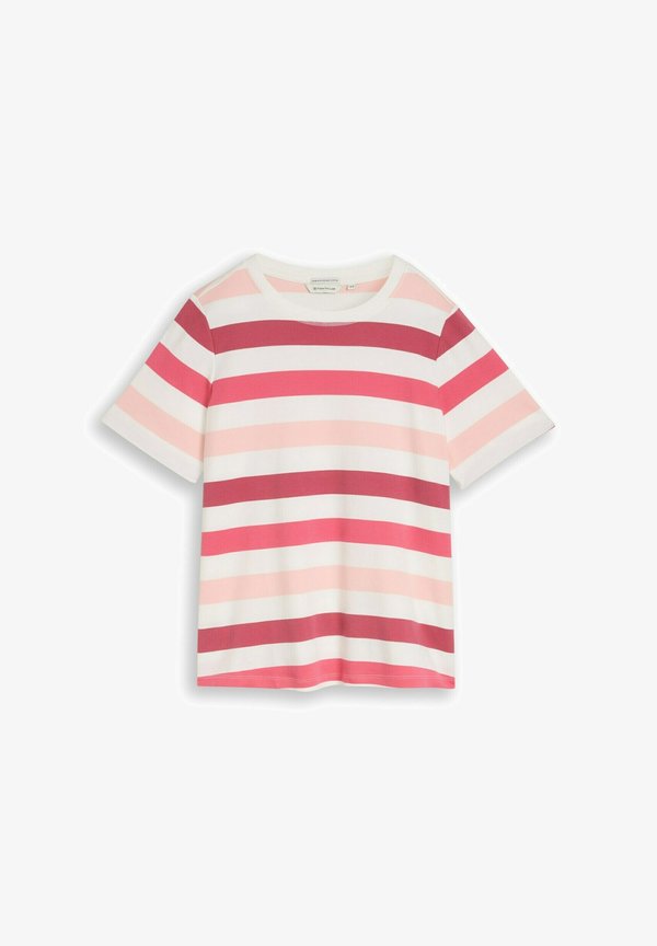 TOM TAILOR PLUS SIZE - Print T-shirt - coral offwhite stripe