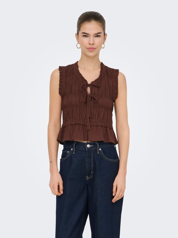 ONLY ONLGOA Linen - Top - brown stone