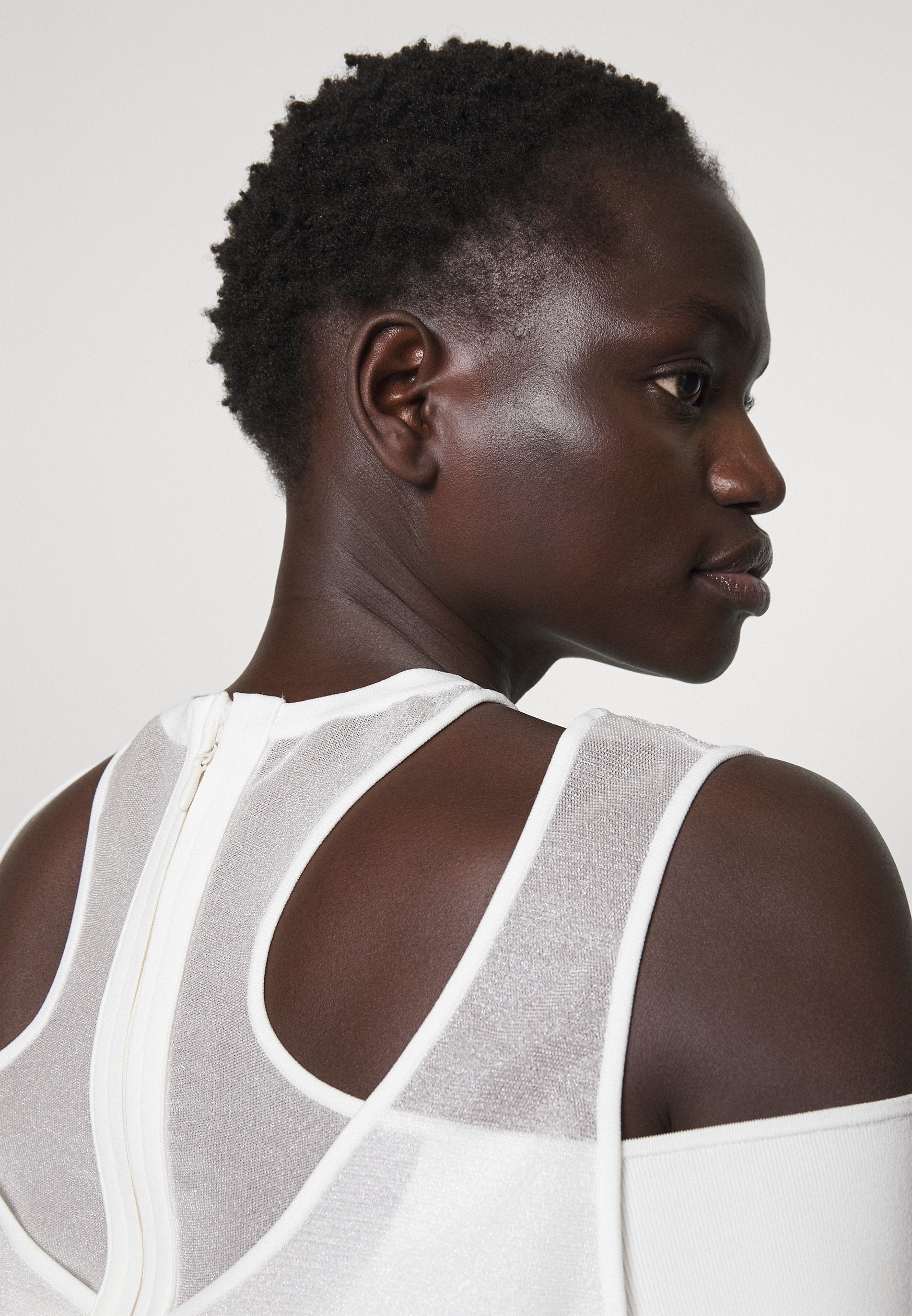 Hervé Léger LAW ROACH LAYERED SHEER INTARSIA DRESS