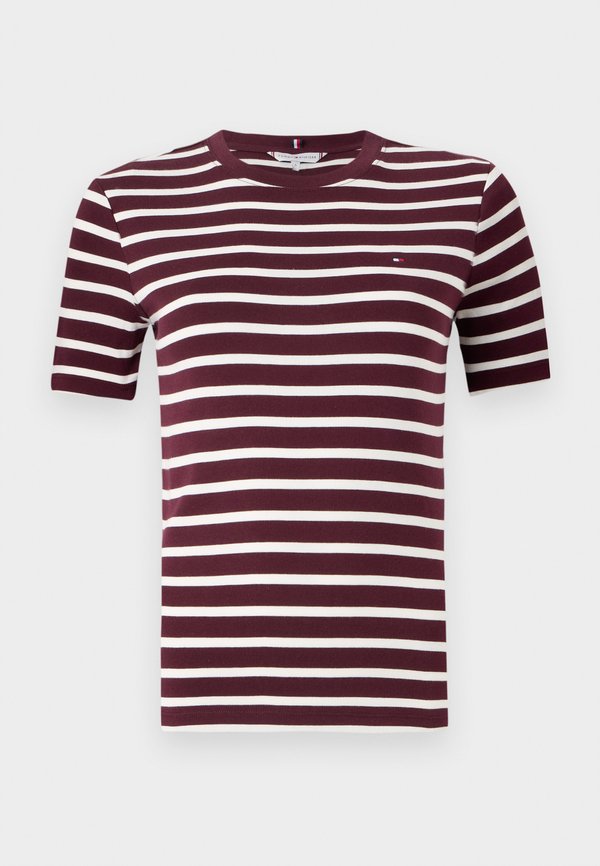 Tommy Hilfiger SLIM FIT - Print T-shirt - deep burgundy/ecru