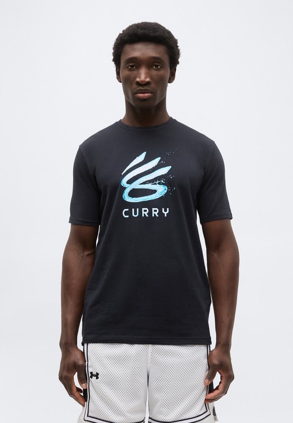 Under Armour CURRY SPLASH WORDMARK - Print T-shirt - black/fresco blue