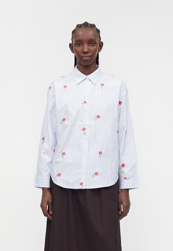 Vero Moda VMTIRA SHIRT - Button-down blouse - bright white/blue