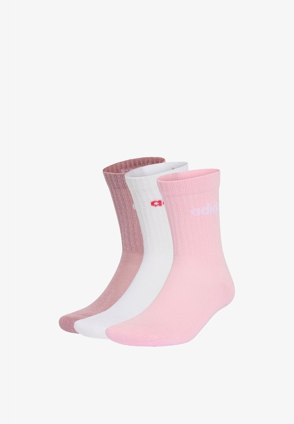 adidas Performance LINEAR CREW SOCKS CUSHIONED SOCKS UNISEX 3 PAIR PACK - Socks - magic mauve white clear pink