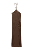 PULL&BEAR DRAPED HALTER NECK - MIDI