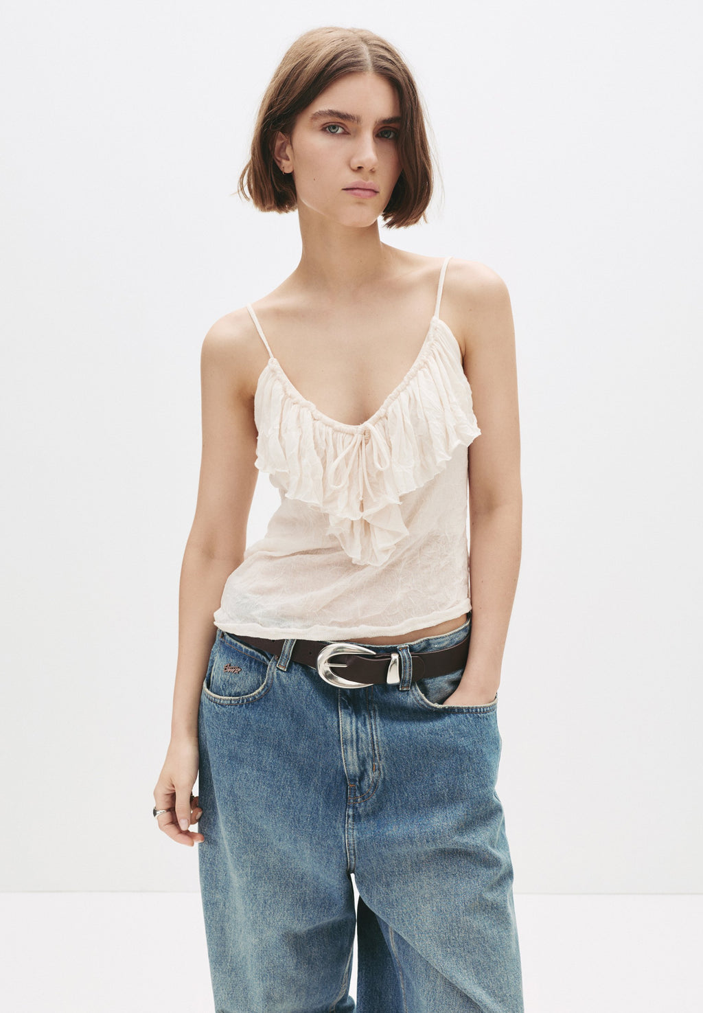 PULL&BEAR ASYMMETRIC STRAPPY WITH RUFFLE